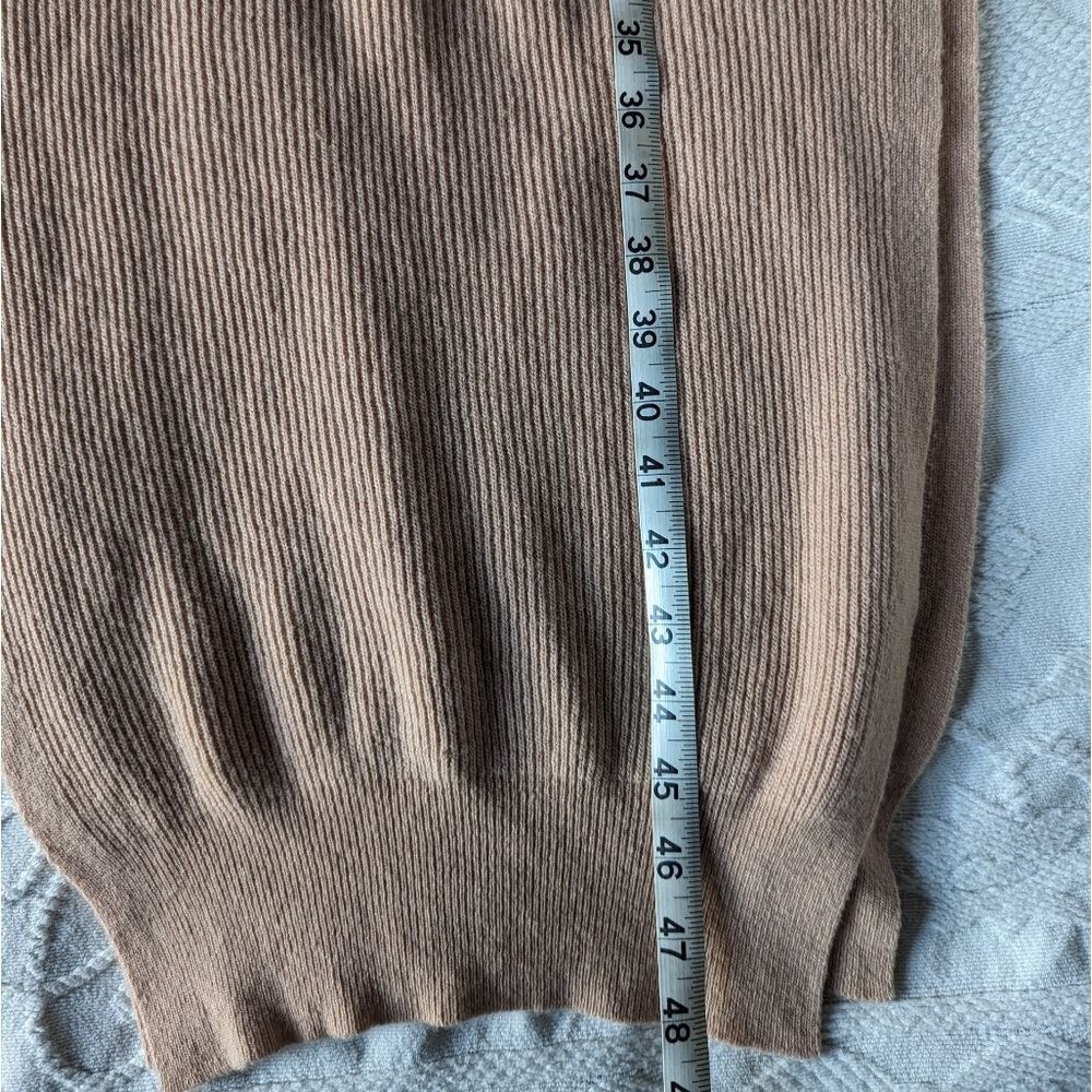 Nanushka Canaan Merino Cashmere Apricot Rib Knit Turtleneck Sweater Dress - Picture 14 of 16
